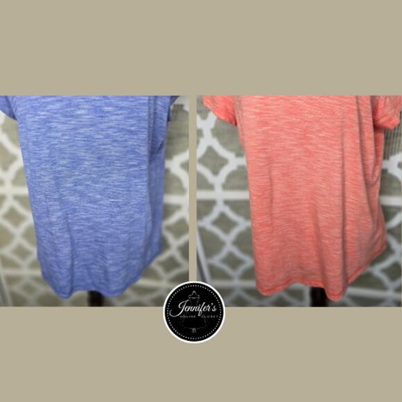 L.L. Bean Women's 2 Blue and Orange Double Ruffle Scoop Neck Short Sleeve Tops M - Picture 5 of 9